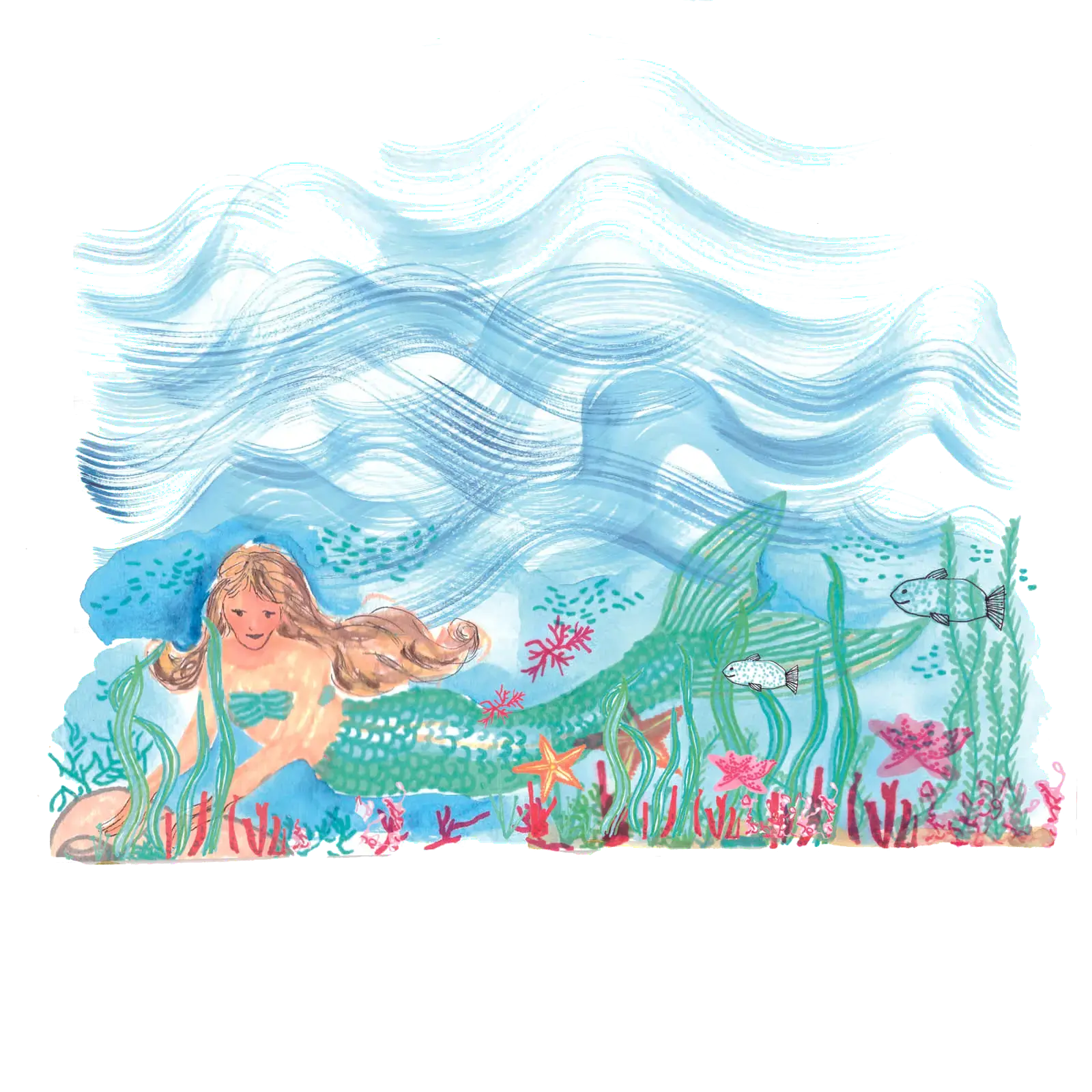 Mermaid, illustration by Lotta Vuorma